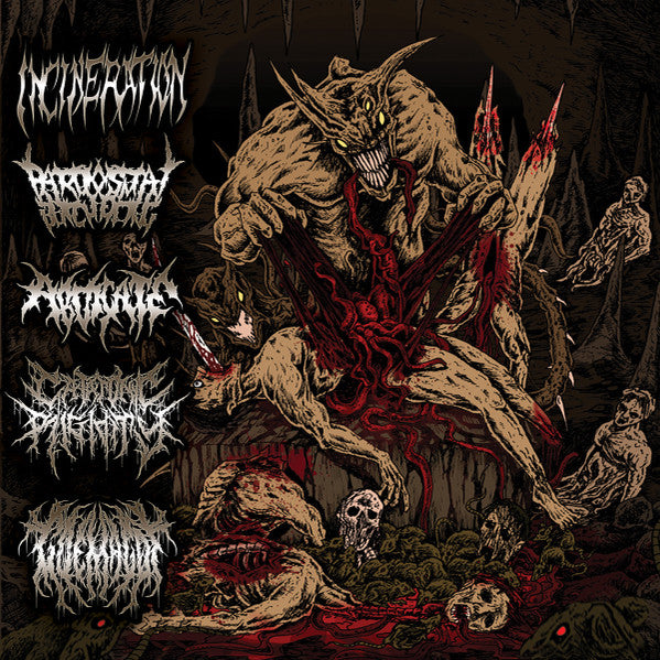 Incineration / Paroxysmal Butchering / Abdicate / Catatonic Rigidity / Goemagot - Horrendous Forms Of Human Ruination CD cover art