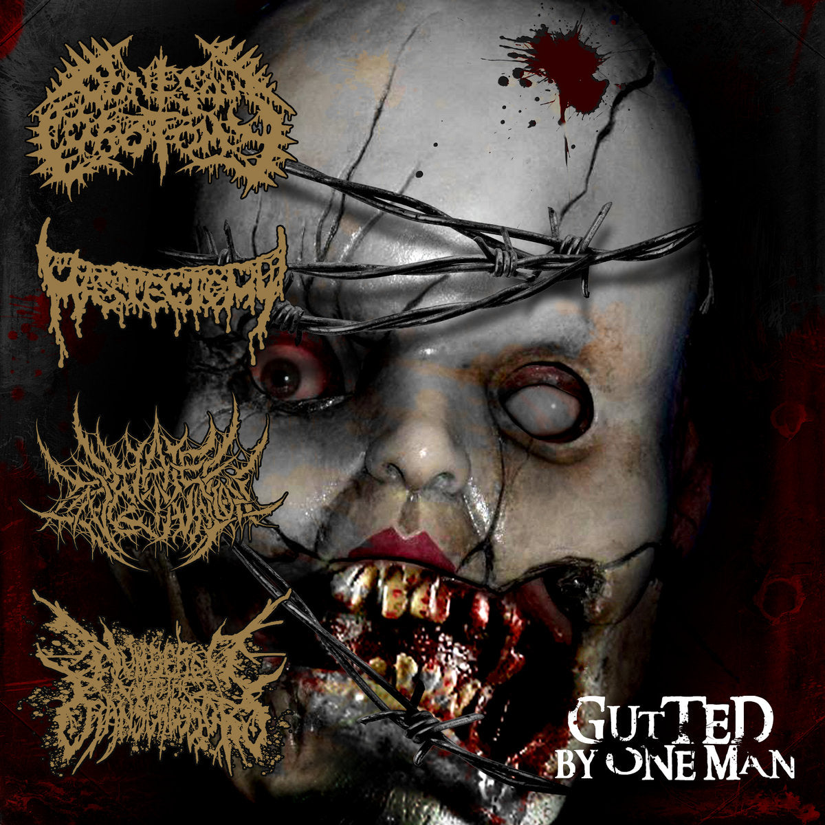 Bonesaw Lobotomy / Mastectomy / Hate Inclination / Numbered With The Transgressors - Gutted By One Man CD cover art