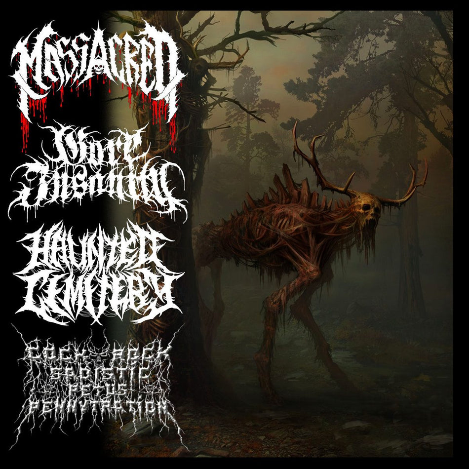 Massacred / Gore Insanity / Haunted Cemetery / Cockrock Sadistic Petus Pennytration - 4 Brutal Ways To Die CD cover art
